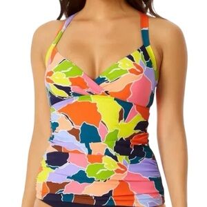 NWT/ Anne Cole Bright Multicolor Floral Tankini Top Sz/M